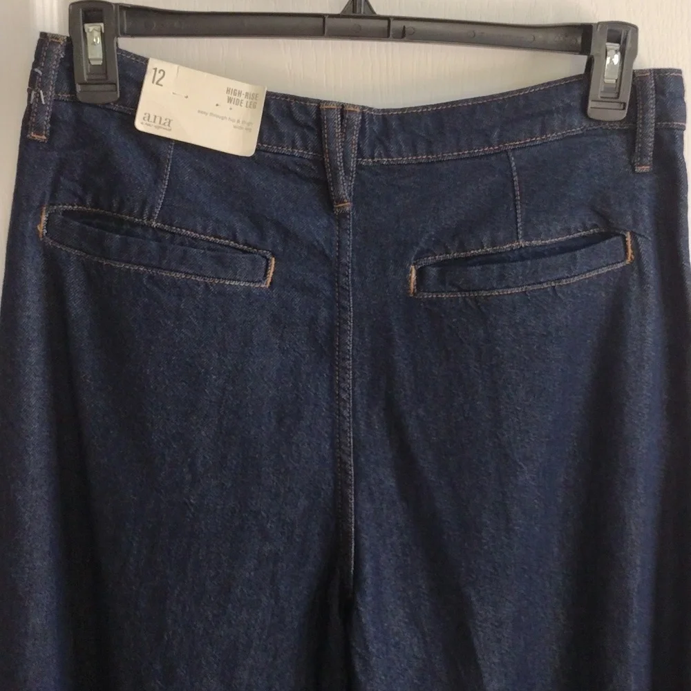 a.n.a Pleated Womens High Rise Relaxed Fit Wide Leg Jean, Size 12 - Picture 8 of 10
